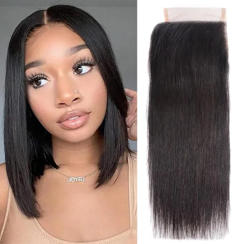 Miniatura 25 de Paquetes de cabello humano corto de 8 pulgadas 10A, pelo brasileño lacio virgen 100% cabello humano liso sin procesar, 4 paquetes 50g/Und