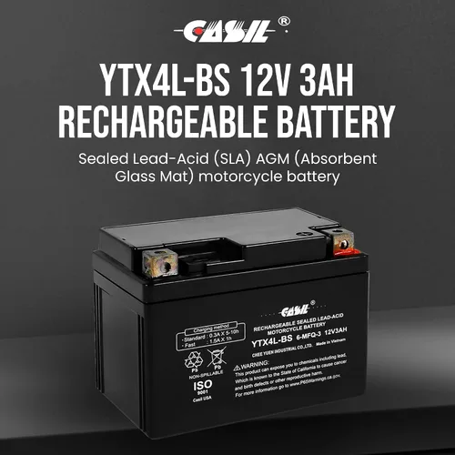 Miniatura 2 de YTX4L-BS Batería SLA Power Sport de 12 V 3AH 50 CCA - Batería Casil