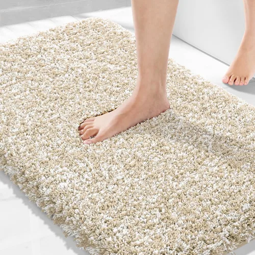 Miniatura 96 de Yimobra Alfombra de baño de felpa esponjosa, súper lanuda suave, cómoda, antideslizante, absorbente de agua, alfombra de baño de microfibra que se