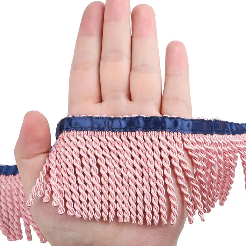 Miniatura 12 de Ribete de Flecos de Lingotes y Adornos 5/10 Yardas X 2.5 Pulgadas de Tela para Costura DIY Decoración para Ropa Flecos Hebreos Dorados con Cinta Azul
