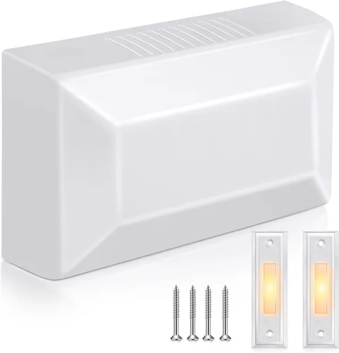 Miniatura 7 de Saillong Kit de timbre de puerta con cable, 2 botones de timbre iluminados de 16 V 10 VA con dos notas para timbre delantero, puerta trasera y Negro