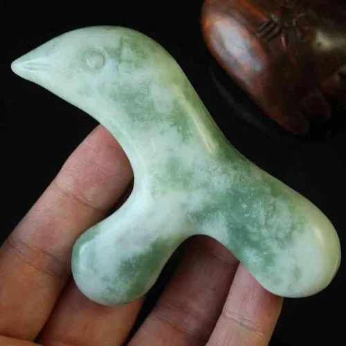Miniatura 8 de Herramienta de masaje de punto de activación de tejido profundo, piedra de raspado de acupuntura de jade natural Gua Sha, masajeador de punto