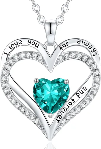 Miniatura 134 de CDE Collares de piedra natal para mujer, plata de ley 925, collar con colgante de corazón para siempre, Navidad, cumpleaños, aniversario, día de San