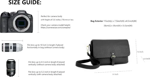 Miniatura 3 de Meliaebag - Bolso para cámara sin espejo para mujer, elegante bolsa de cuero genuino para cámara, bolsa cruzada para viajes, compatible con Canon