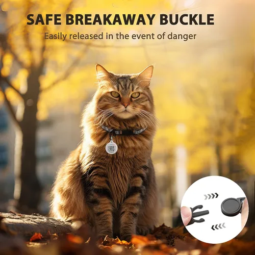 Miniatura 5 de Collar de Gato con Liberación de Seguridad con Etiqueta de Nombre de Código QR, Collares Reflectantes para Gatitos con Cascabel, Etiqueta