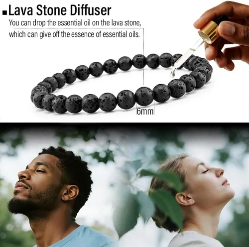 Miniatura 7 de Pulsera contra el mal de ojo de 0.236 pulgadas, pulseras de cuentas ajustables elásticas naturales