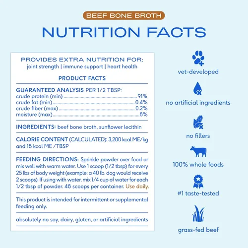 Miniatura 6 de Native Pet Caldo de hueso de res en polvo para perros (48 porciones) y el multivitamínico diario para perros (30 cucharadas) – Multivitamínico