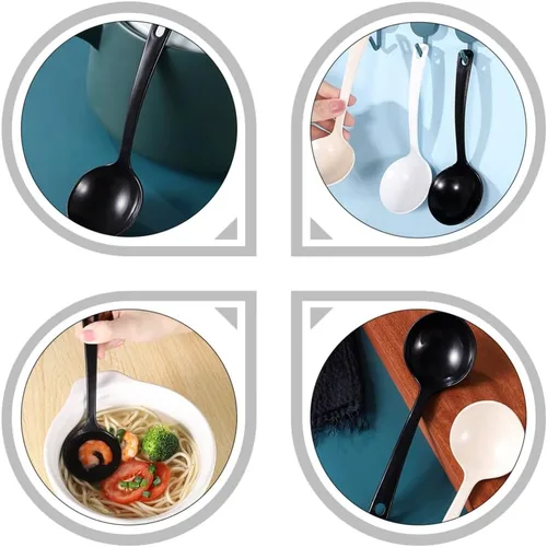 Miniatura 7 de UPKOCH Cucharas de sopa desechables grandes de plástico, cucharón de papilla, cucharón de papilla, cucharas para servir cucharas para fideos ramen