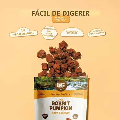 Miniatura 4 de Smart Cookie Golosinas Naturales para Perros - Conejo y Calabaza - Golosinas de Entrenamiento para Perros y Cachorros con Alergias, Estómagos