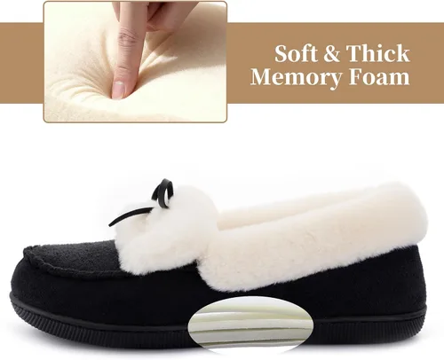 Miniatura 5 de RockDove Pantuflas tipo mocasín de microgamuza con forro de piel sintética para mujer