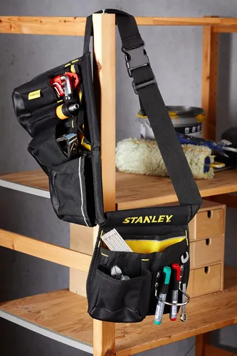 Miniatura 2 de STANLEY Delantal para cinturón de herramientas esenciales, múltiples bolsillos, lazo integrado para martillo, bolsillo de cinta para un fácil