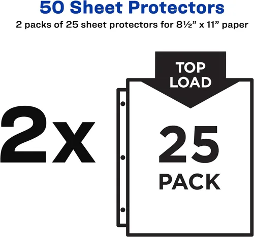 Miniatura 6 de Avery 86009 - Protectores de hoja superior transparentes con forma de diamante, protectores de página superpesados para carpeta de 3 anillos, hoja