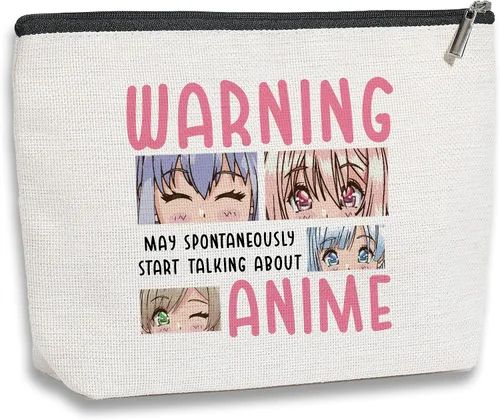 Miniatura 9 de Bolsa de cosméticos para mujer, material de lino impermeable, regalos para amantes del anime para niñas, organizador de maquillaje de viaje
