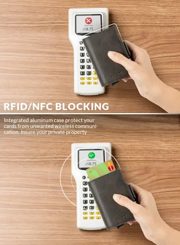 Miniatura 3 de VULKIT Credit Card Holder RFID Blocking Leather Automatic Pop Up Wallet Magnetic Wallet Double Card Case for Men and Women
