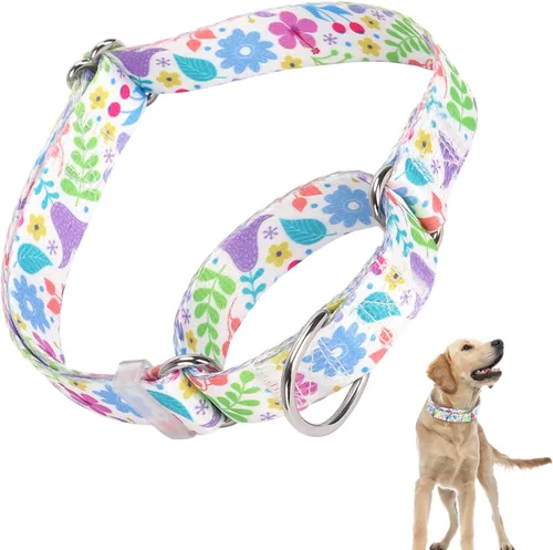 Miniatura 23 de Collar Martingale para perros, ajustable, de nailon suave, con diseño de bosque, para perros pequeños, medianos y grandes, collar de entrenamiento 3