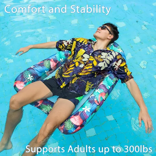 Miniatura 6 de Flotador inflable de piscina para adultos, silla de piscina cubierta de tela, flotador con centro de malla para flotar en la piscina, hamaca