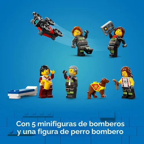 Miniatura 6 de LEGO City Estación de bomberos con camión de bomberos de juguete – Juegos de construcción de juguetes para niños con 2 accesorios de camión