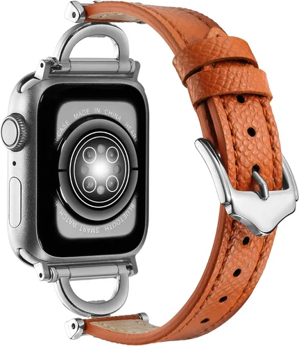 Miniatura 9 de Correa de cuero genuino compatible con Apple Watch para mujeres 38mm 40mm 41mm 42mm (serie 2024 10), correa de cuero delgada de diseñador