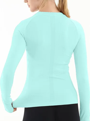 Miniatura 2 de MathCat - Camisetas de entrenamiento sin costuras para mujer, camisetas de yoga de manga larga, camiseta deportiva para correr, camiseta atlética