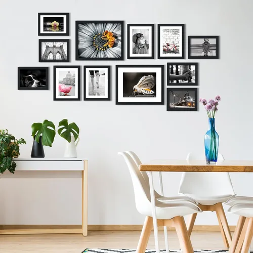 Miniatura 6 de Fixwal Juego de marcos de fotos, paquete de 15 marcos de fotos negros collage decoración de pared para fotos variadas, tres de 8x10, seis de 5x7