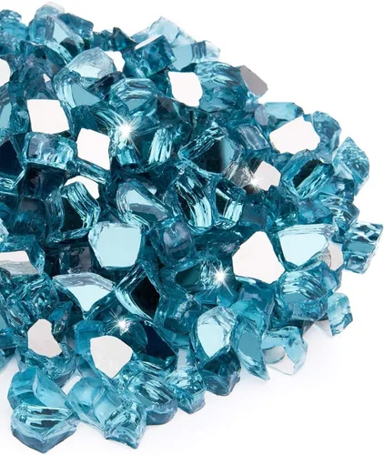 Miniatura 46 de NUPICK Fire Glass - Mezcla mixta Bahama de 20 libras para hoguera y chimenea de gas, roca de vidrio templado de 1/2-3/4 pulgadas en azul y blanco