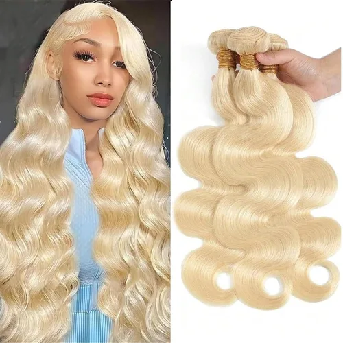 Miniatura 31 de Extensiones de cabello humano ondulado rubio 613 de 12 pulgadas, 100% sin procesar, grado 14A, cabello humano virgen brasileño sin procesar, 1
