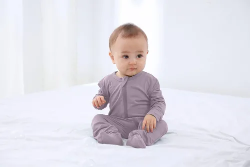 Miniatura 6 de GUISBY Pijama de rayón con pies para bebé con puños de manopla, mameluco suave de manga larga de 0 a 18 meses