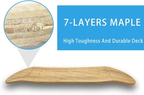 Miniatura 3 de Tablas de patineta en blanco de 31 x 8 pulgadas, natural, patineta de doble cola de arce de 7 capas, ideal para reemplazo, pintura artística