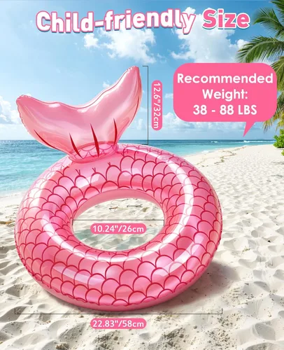 Miniatura 2 de HeySplash Pool Floats Kids, Inflatable Swimming Ring Swim Tube Floaties, Summer Water Fun Beach Party Swimming Pool Toys for Kids Children Water