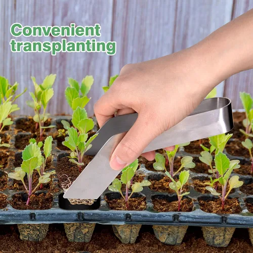 Miniatura 4 de 2 pinzas de trasplante de plántulas, pinzas de trasplante de plantas de jardinería de acero inoxidable de 6.7 pulgadas, pinzas de trasplante