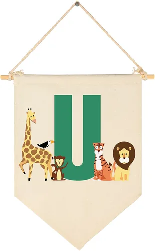 Miniatura 21 de Bandera personalizada de animales del bosque, regalos para bebé, niño, niña, recién nacido, banderín de safari de selva, letrero de pared, regalos