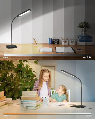 Miniatura 9 de LEPOWER Lámpara de escritorio, 800LM LED para oficina en casa, lectura de 12 W para escritorio, luz para cuidado de los ojos, lámpara de cuello
