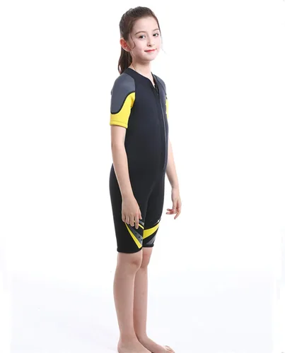 Miniatura 3 de ZCCO Traje de neopreno corto de neopreno de 0.098 pulgadas de una pieza para niños y niñas, ideal para nadar, surfear y bucear deportes acuáticos