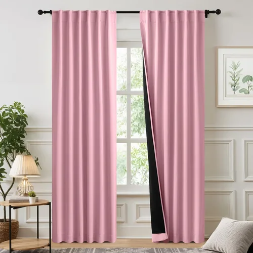 Miniatura 14 de NICETOWN Paneles de cortinas totalmente opacas para dormitorio que reducen el frío, cubiertas de ventana súper gruesas aisladas, cortinas Biscotti