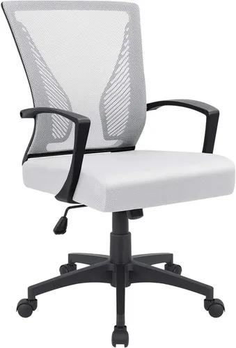 Miniatura 21 de Furmax Silla de oficina ergonómica de escritorio para computadora, silla de malla, respaldo medio, soporte lumbar giratorio con reposabrazos