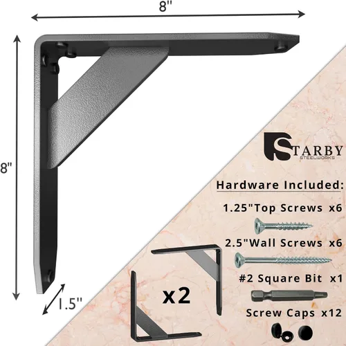 Miniatura 49 de Starby Charleston Soportes de acero resistente para repisa de chimenea, estante flotante, soporte de encimera, soldado a mano (paquete de 2)