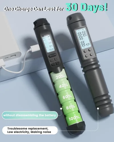 Miniatura 4 de nonogo Cuerda de saltar inalámbrica con contador para fitness, cuerda de saltar inteligente ajustable para hombres, mujeres, niños, boxeo de Negro