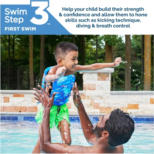 Miniatura 2 de SwimWays Power Swimr - Chaleco de natación para piscina al aire libre para niños, flotador ajustable para entrenamiento de natación, sirena rosa