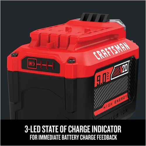 Miniatura 6 de Bateria de iones de litio CRAFTSMAN V20 para herramientas eléctricas, 9 Ah, indicador de carga LED (CMCB209)