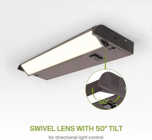 Miniatura 4 de ASD Iluminación LED giratoria para debajo del gabinete con enchufe o cableado de 12 pulgadas, luces regulables debajo del gabinete con interruptor