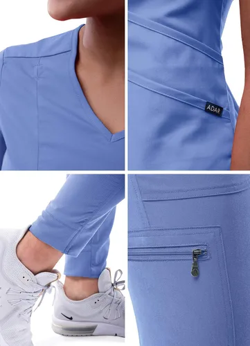 Miniatura 5 de Adar Pro - Conjunto moderno de ropa quirúrgica atlética para mujer, Camiseta quirúrgica moderna con cuello en V y pantalones quirúrgicos de yoga