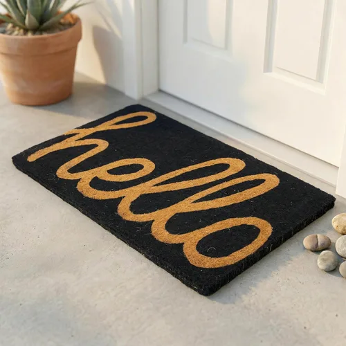 Miniatura 72 de Fab Habitat Felpudo extra grueso, tejido a mano, duradero, fibra de coco natural, entrada, puerta delantera, porche, patio, pájaros en rama, gris