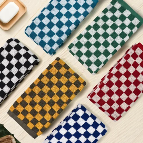 Miniatura 2 de Jacquotha Juego de 6 toallas de mano a cuadros, toallas de baño y cocina de algodón para uso diario, 13 x 29 pulgadas, varios
