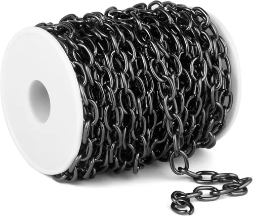 Miniatura 10 de Cadikez - 33 pies de cadenas de cable rolo de plata, 5 mm de aluminio chapado en plata, cadena de eslabones ovalados en O, en rollo a granel
