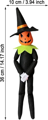Miniatura 7 de DANONI Juguete de calabaza elfo de Halloween de 14 pulgadas, hecho a mano, relleno de calabaza de Halloween, elfo, adorno para vacaciones, mesa