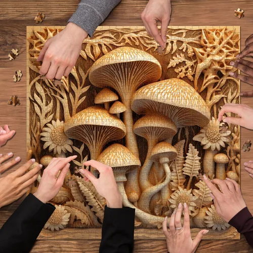 Miniatura 7 de Rompecabezas vintage de hongos para adultos de 1000 piezas, rompecabezas de arte de plantas de hongos de naturaleza imposible, desafiante