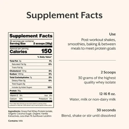 Miniatura 6 de ProMix Nutrition Polvo aislado de proteína de suero de leche, vainilla, alimentado con pasto - Batidos de fitness y nutrición después
