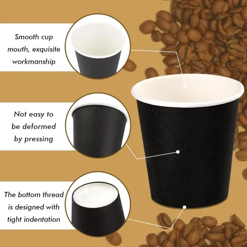 Miniatura 3 de Wuadua Paquete de 50 vasos de papel espresso negro de 3 onzas, resistentes y a prueba de fugas para fiestas, eventos, oficina, uso doméstico, vasos