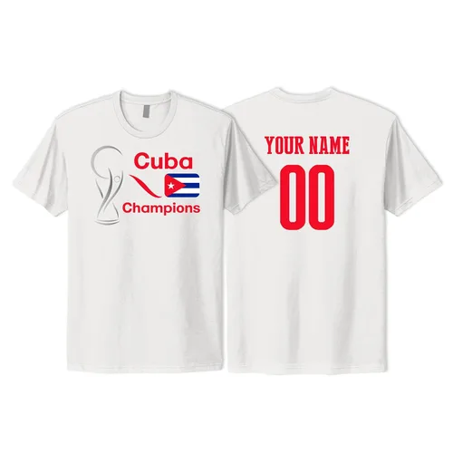 Miniatura 2 de Cuba National Soccer Team T-shirt with football flag design print for male and female adults and kids customizable with number and name