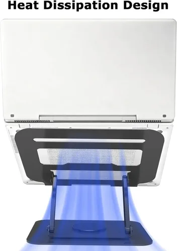 Miniatura 6 de Soporte ajustable para laptop, elevador giratorio de 360°, base estable para MacBook Pro/Air Notebook de hasta 16 pulgadas, color negro